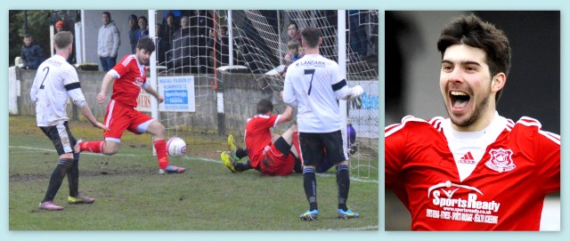 Michael scoring against Cumnock in the Scottish Junior Cup Quarter-final