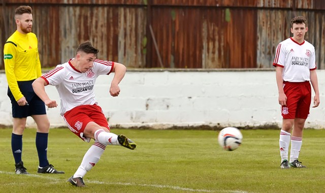 Aaron Connolly curls home the second (Photo courtesy of John B.  Vass)
